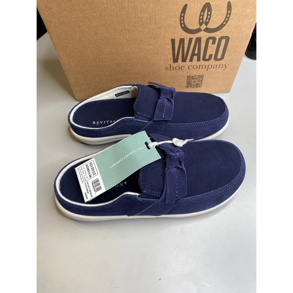 Revitalign Siesta Crew Slide Peacoat Navy Blue Corduroy Mules  Mens 6.5B
